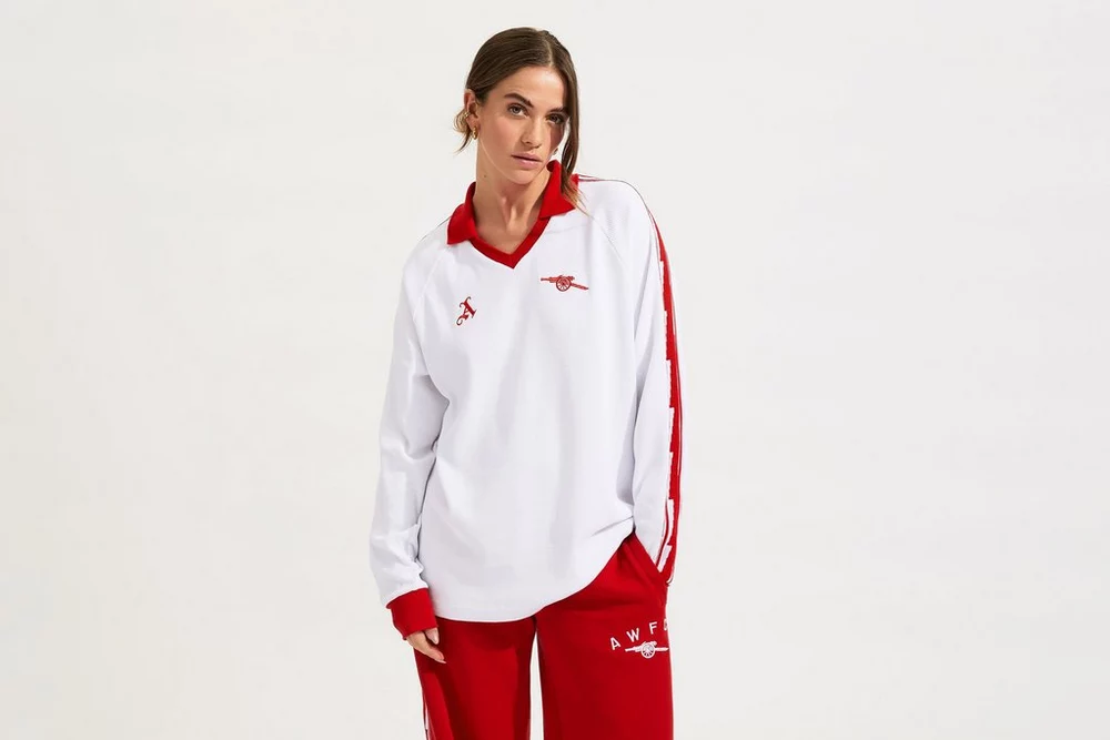 Arsenal Fanshop Store - Arsenal AWFC Unisex Strick-Poloshirt mit langen Ärmeln Offizielle Arsenal FC Fußballbekleidung