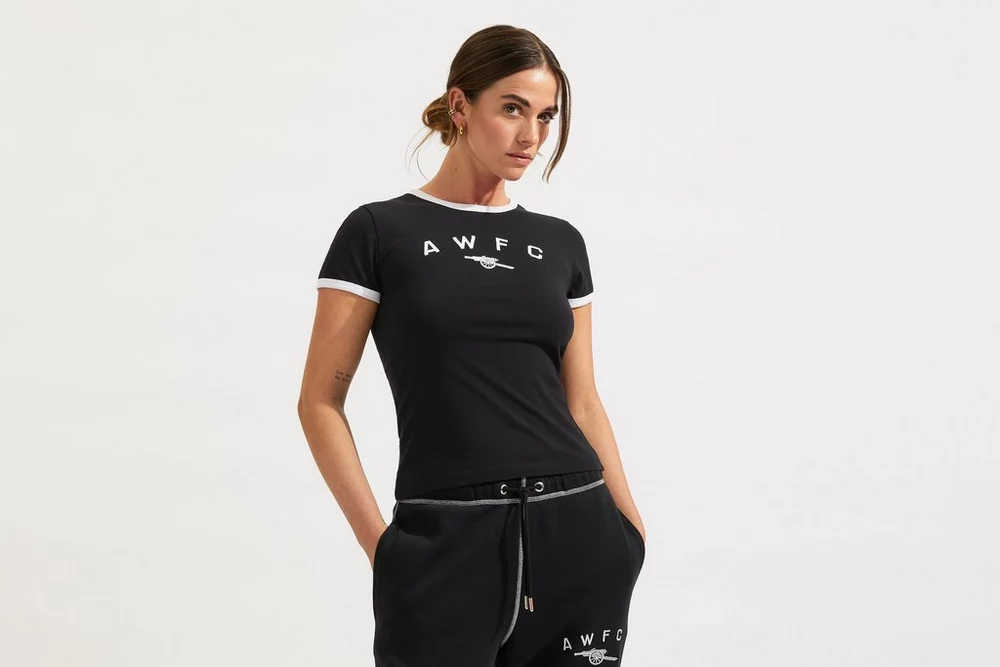 Arsenal Fanshop Store - Arsenal AWFC Damen-Baby-T-Shirt, schwarz Offizielle Arsenal FC Fußballbekleidung