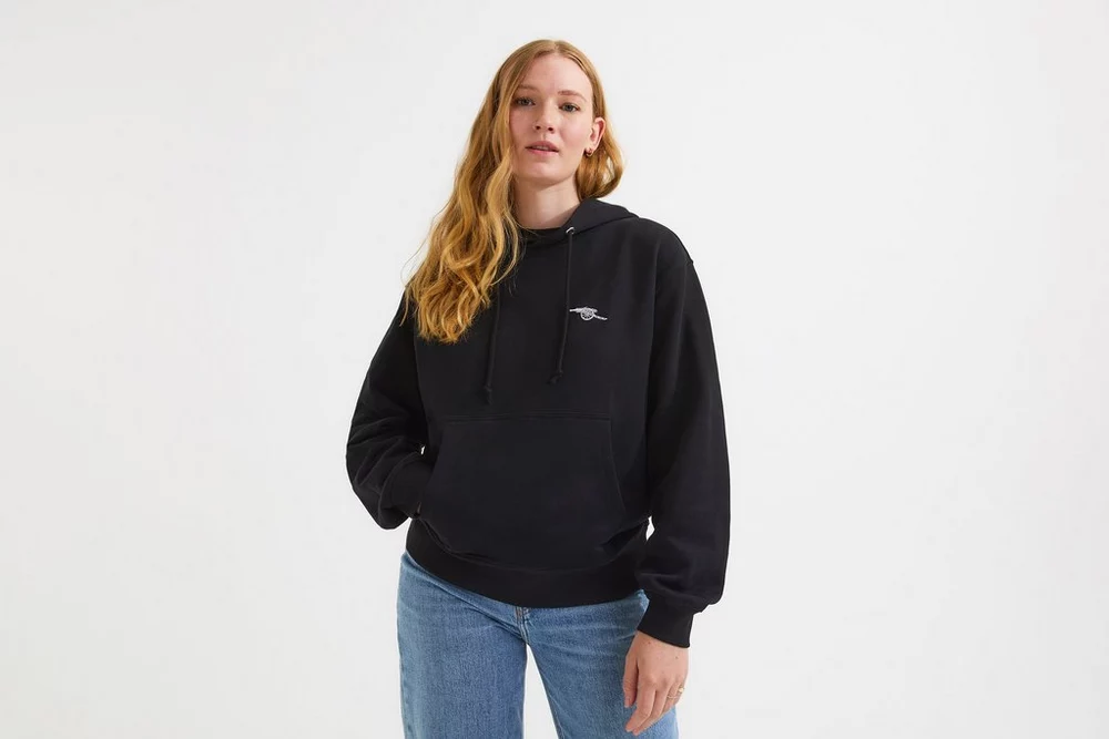 Arsenal Fanshop Store - Arsenal Damen Essentials Schwarzer Cannon Hoodie Offizielle Arsenal FC Fußballbekleidung