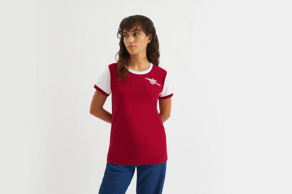 Arsenal Fanshop Store - Arsenal Damen Retro-Heimtrikot im Stil der 1970er Jahre Offizielle Arsenal FC Fußballbekleidung