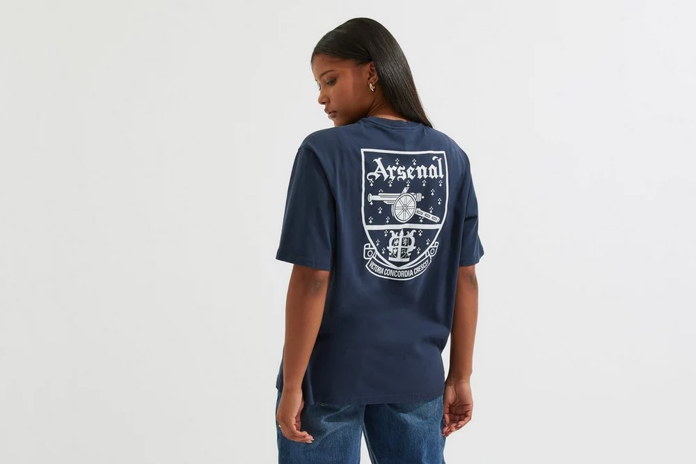 Arsenal Fanshop Store - Arsenal Damen-T-Shirt in Marineblau, Concordia-Stil Offizielle Arsenal FC Fußballbekleidung