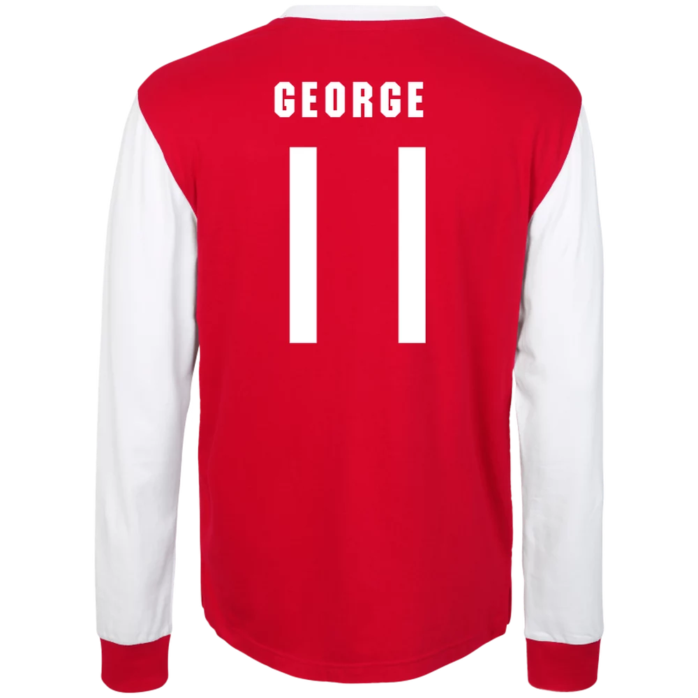 Arsenal Fanshop Store - Arsenal Retro-Heimtrikot im Stil der 1970er Jahre mit langen Ärmeln – Charlie George Offizielle Arsenal FC Fußballbekleidung